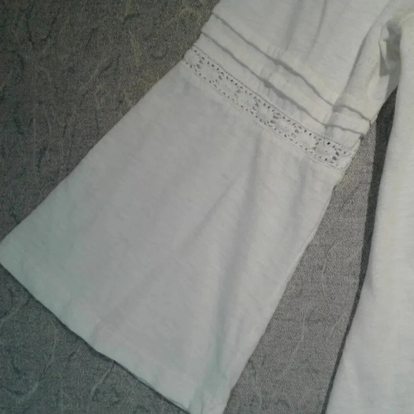 Style & Co  Women's White Cotton Blouse Bell Flared Sleeve Embroidered PM Petite - Picture 3 of 8